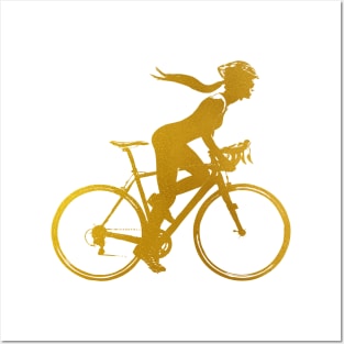 Female cyclist Posters and Art